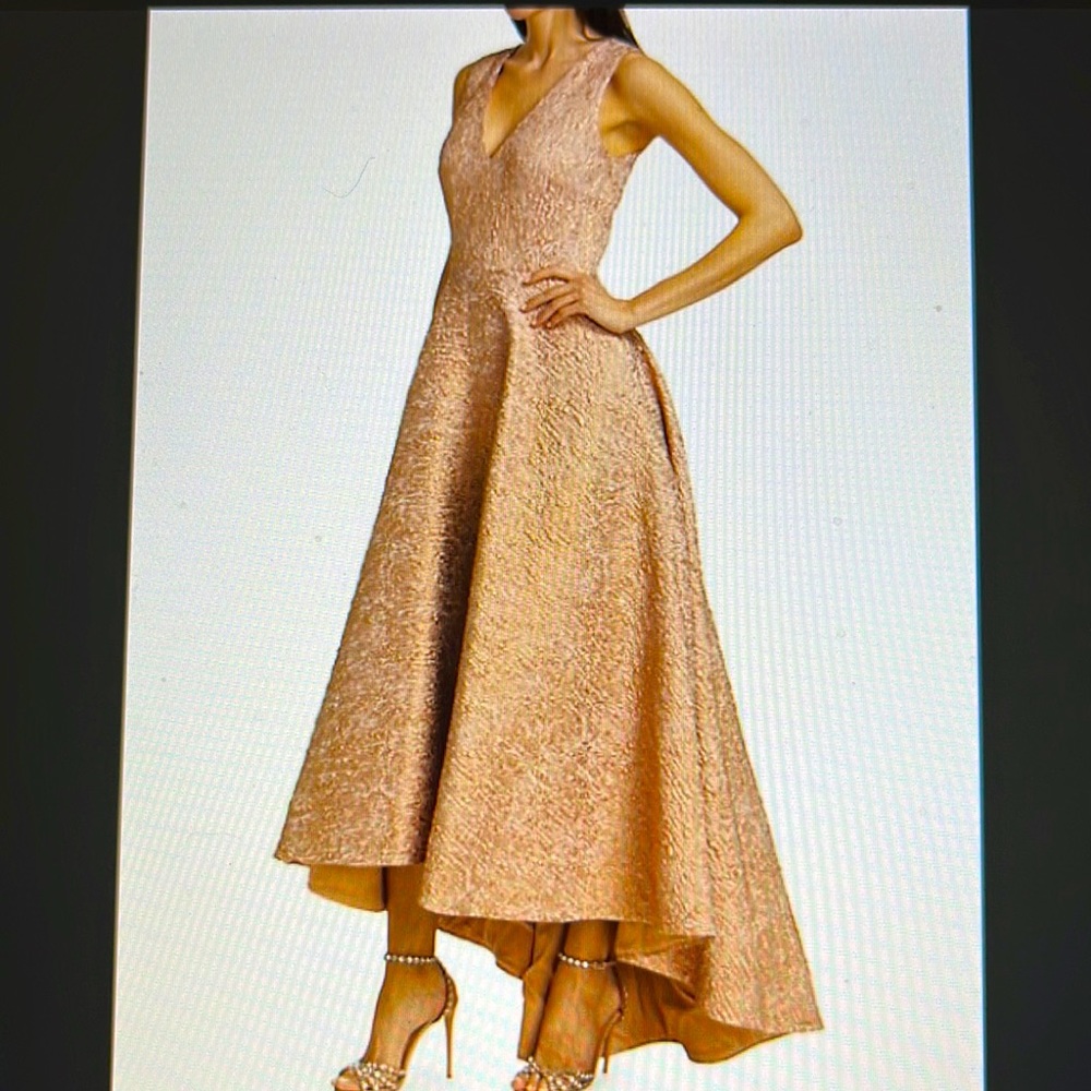 Theia Nova Jacquard high-low A-line gown